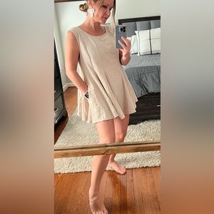 Tan Romper Low Back Sleeveless Swing Shorts Jumper